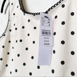 Topshop Polka Dot Picot Crop Top Cream Size 8 thumbnail 8