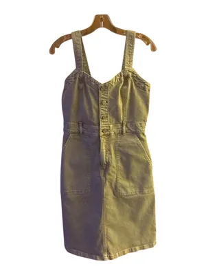 Gap Denim Button-Front Mini Dress Khaki Size 6 EUC thumbnail 2