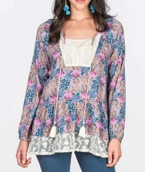 Matilda Jane Sew Perfect Tunic Top Womens Lace Tassel Floral Lace Boho 1X thumbnail 1