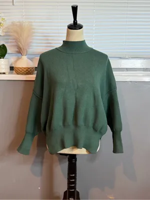 Altar’d State Oversized Mock Neck Sweater Green Slouchy Knit Small thumbnail 2