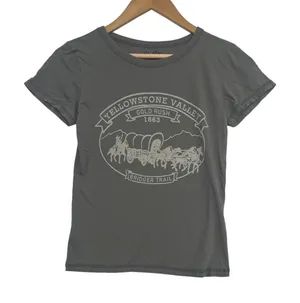John Galt Tee Shirt Womens Small Gray Yellowstone Valley Graphic Western Casual thumbnail 1