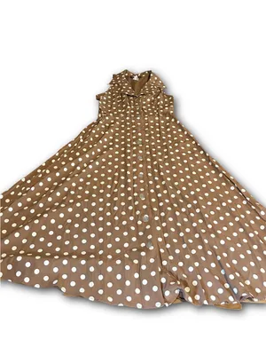 Vintage 1990'S All That Jazz Brown & White Polka Dot Print Dress W/Belt (8) thumbnail 9