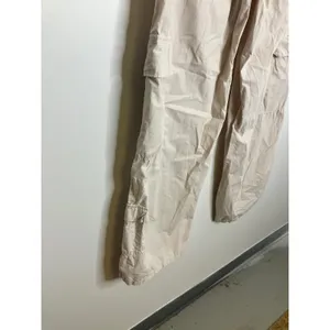 Zara Cargo Pants Womens Large Beige Excellent Wide Leg Utility Cotton Poplin thumbnail 5