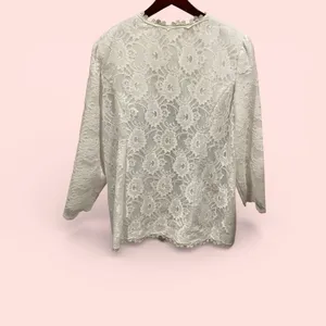 Sweet vintage 80s white lace angel baby fairy lined jacket blazer open front thumbnail 5