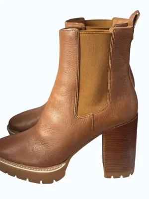 Tory Burch Carson 70mm Chestnut Leather Lug Sole Chelsea Platform Boot Size 10 thumbnail 2