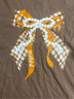 Comfort Colors Espresso Short-Sleeve Tee with Orange/Gingham Bow Graphic thumbnail 4