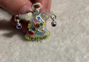 AJMC Rhinestone Teacher Angel Brooch Silver thumbnail 3