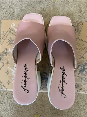 Free People Zoe Blush Pink Platform Mule Heels thumbnail 4
