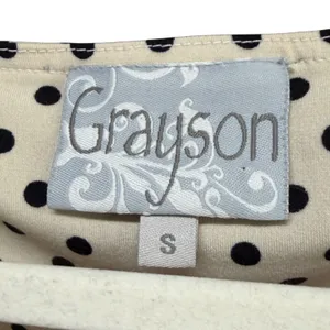 Grayson Polka Dot Tunic Top Womens S Cream‎ Black 3/4 Sleeve Stretch Minimalist thumbnail 10