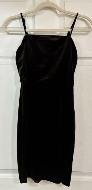 Crystal Sky Brown Velvet Mini Dress thumbnail 1
