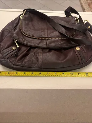 Bag Brown Leather Bag with Gold Hardware-leather! thumbnail 3