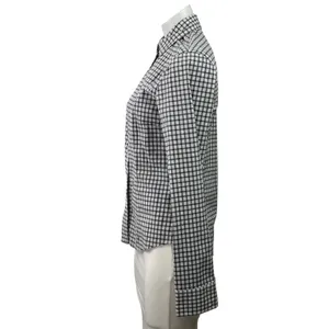 Brandy Melville Black Plaid Checkered Long sleeve Button Down Shirt Top Size M thumbnail 2