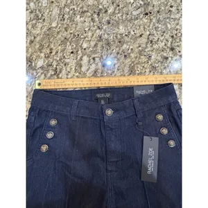 Rachel Zoe Womens High Rise Sailor Jeans Dark Wash Gold Button Boot Cut Size 4 thumbnail 8