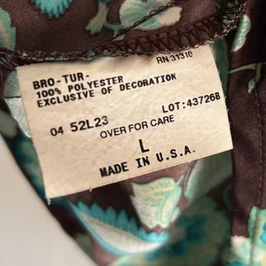 AGB Y2K Floral Lace Trim Empire Waist Top Brown & Teal Large thumbnail 4