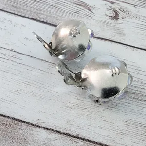 Vintage Clip On Earrings Iridescent 7/8" thumbnail 6