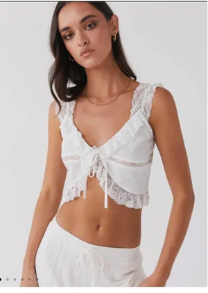 Pepper mayo crop lace tie top thumbnail 1