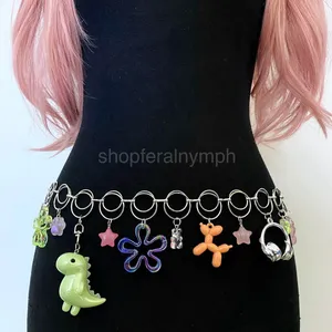 Silver Harajuku Y2K Dopamine Handmade Chain Belt, Fits 21-40 Inches, X7GA1398 thumbnail 2