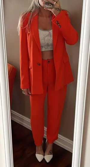 Top Shop orange ankle pant suit thumbnail 3