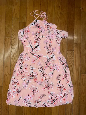 Pink Floral Halter Sundress Size 0 thumbnail 1