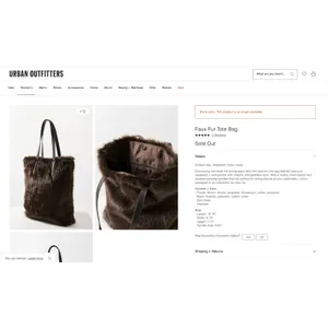 Urban Outfitters Brown Faux Fur Tote Bag Y2K Shoulder Purse Large Fuzzy Grunge thumbnail 13