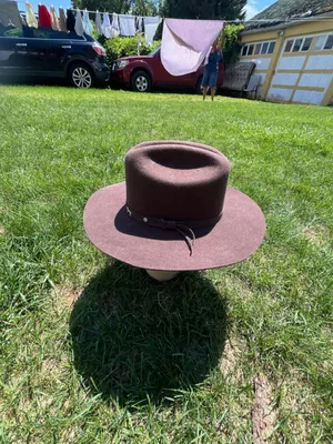 Brown Wool Western Fedora Cowboy Hat with Studded Belt thumbnail 7