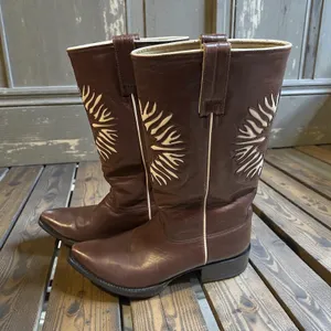 Bye Mexicana Boots Brown 8.5 Women Sun Inlay Western Cowboy Leather Boots 39 thumbnail 1