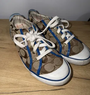 COACH Barrett Signature Canvas Sneakers Women's Size 7.5 Brown Khaki Blue L thumbnail 1