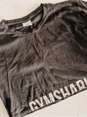 Gymshark Black/White Fraction Crop Top. Size Large thumbnail 1