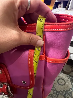 Vintage Coach Twill Garden Tote featuring a fuchsia/pink canvas orange trim thumbnail 7