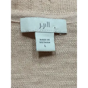 J. Jill Top Knit Soft Pink Linen Blend Top V Neck Casual Travel Coastal Women L thumbnail 5