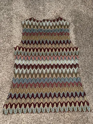 Tribal Sleeveless Lace-Up Knit Tank Top Chevron Print thumbnail 3