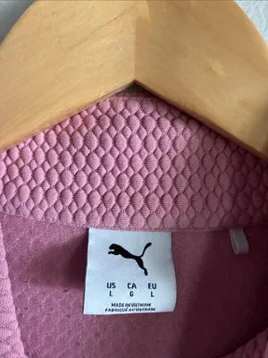 Puma Women’s L Pink Textured Snap Neck Pullover Sweatshirt Athleisure thumbnail 2