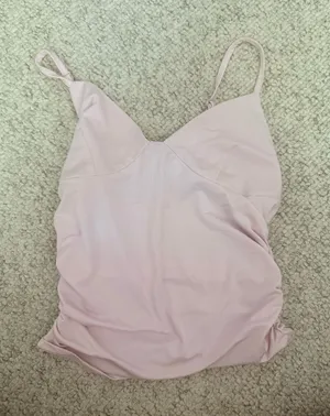 Pink ruched tank top spaghetti strap thumbnail 1
