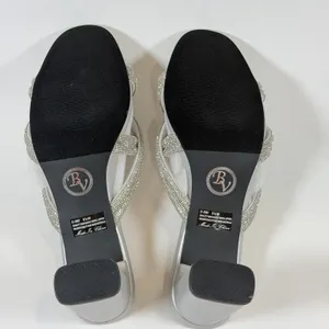 Bella Vita Size-8.5 W Women's Heels‎ Carmen Silver Micro Suede Stones Sandals thumbnail 8