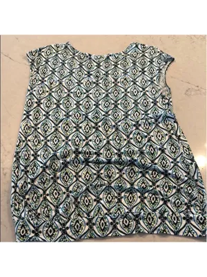 Ann Taylor Green and Blue Patterned Top Medium thumbnail 8