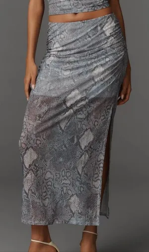 Anthropologie Aleda Mesh Ruched Maxi Skirt by Maeve thumbnail 1