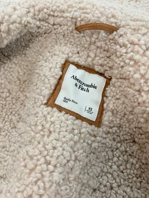 Abercrombie & Fitch XS Faux Shearling Aviator Moto Jacket Brown Teddy Y2K Cozy thumbnail 6