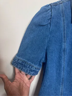 Blank NYC Walk In The Park Puff Sleeve Mini Denim Dress thumbnail 6