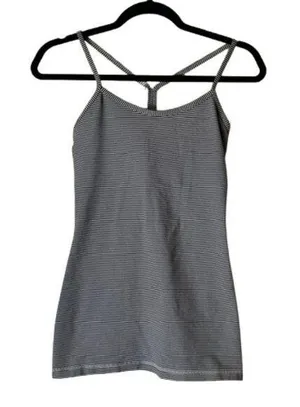 Lululemon Power Y Tank with Built In Bra Size 6 Stripes thumbnail 1