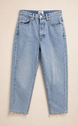Princess Polly Women Jeans 4 Light Blue Mom High Rise Raw Hem Button Fly thumbnail 1