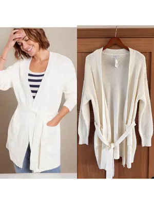 NWT Evereve Nico Wrap Cardigan Sweater Off White Women’s size Medium thumbnail 2