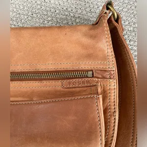 Fossil Cognac Tan Leather Shoulder Bag Purse Y2K thumbnail 2
