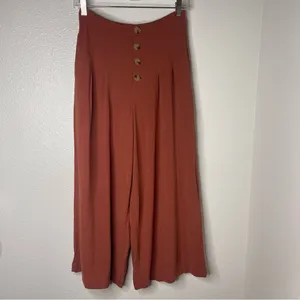 Fashion On Earth Small Boho Burnt Orange Cropped Wide Leg Pants thumbnail 2