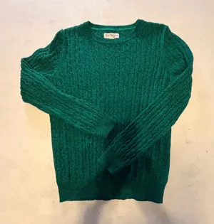 Kim Rogers Petite Emerald Green Cable Knit Crewneck Sweater Size PM thumbnail 1