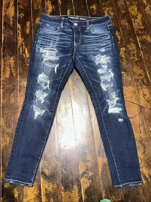 American Eagle 8 short destroyed stretch normcore jeggings thumbnail 1