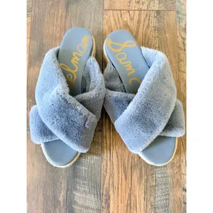 8.5 Sam edelman Zia Faux Fur espadrille wedge sandals mules coastal bohemian thumbnail 2