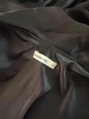 NEW HOUSE OF CB Beau Draped Black Satin Maxi Skirt Sz L thumbnail 6