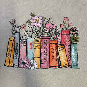 Gildan Taylor Swift Albums As Books Graphic Crewneck Beige Sweatshirt Size S thumbnail 3