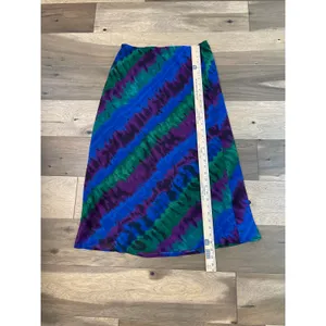 Cato Blue Purple Green Chiffon Maxi Skirt Size M Fully Lined Elastic Waist Flowy thumbnail 6