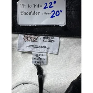 Unique Vintage‎ Looney Tunes Bugs Bunny Back Off Leather Jacket XL thumbnail 3